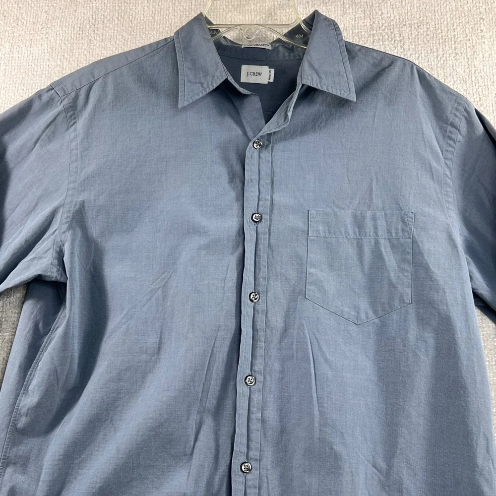 J‎ Crew Mens Button Down Dress Shirt Gray 60s 2 Ply Cotton Long Sleeve Size L